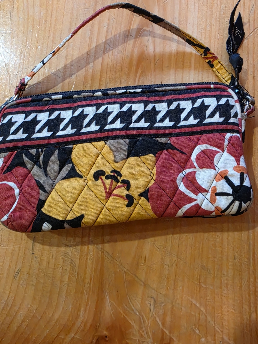Vera Bradley Quilted Wristlet in Red, Yellow, Black & White